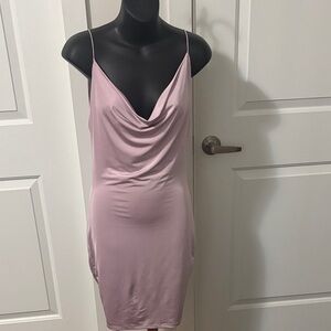 2/$50 Room Service Pink Cowl Neck Backless Dress